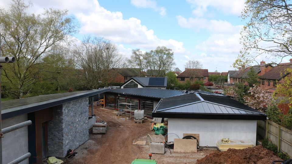 Sandbach, swimming pool with zinc metal roof